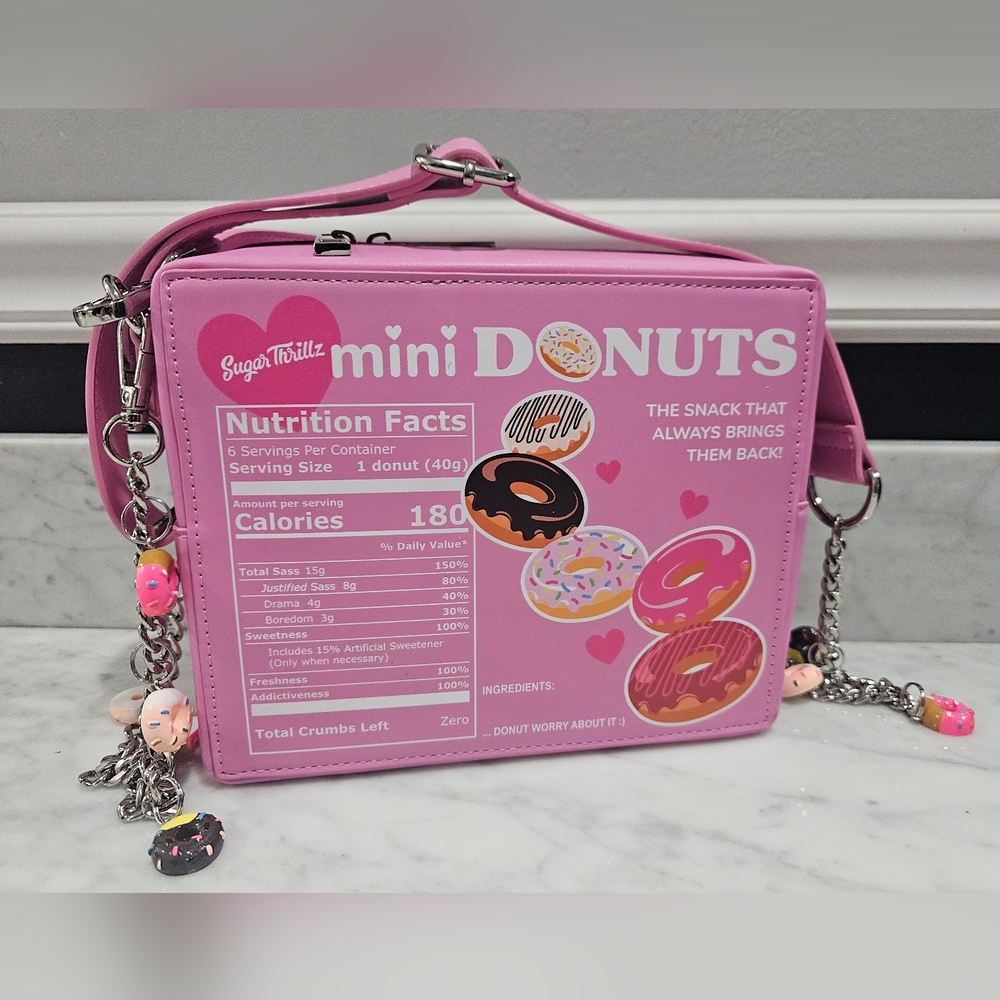 Dolls Kill Sugar Thrillz Donut Looking Like A Snack Crossbody Bag Pink Purse 💗 - Picture 6 of 16